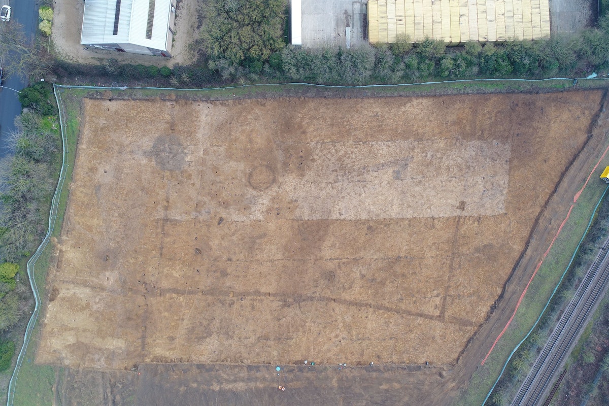 Overhead shot of excavation site at Europa Way